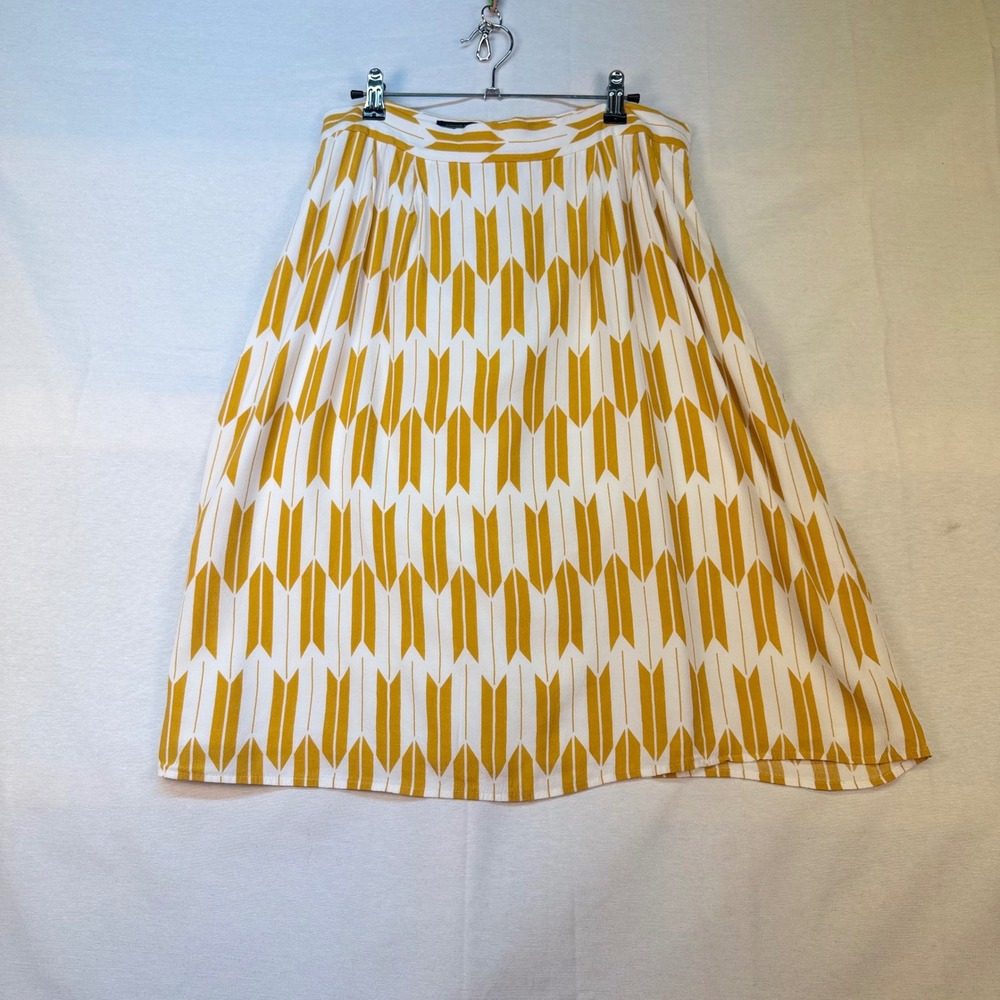 Pendleton Womens Yellow White Arrow Print A-Line Midi Skirt Size 12
